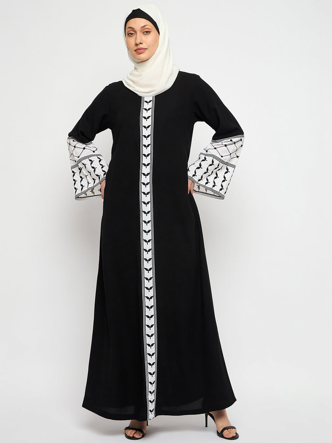 Embroidery Abaya with Black Hijab – Traditional Wear