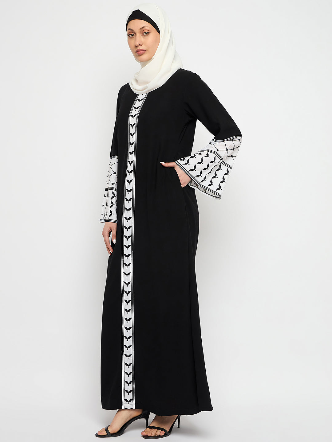 Embroidery Abaya with Black Hijab – Traditional Wear