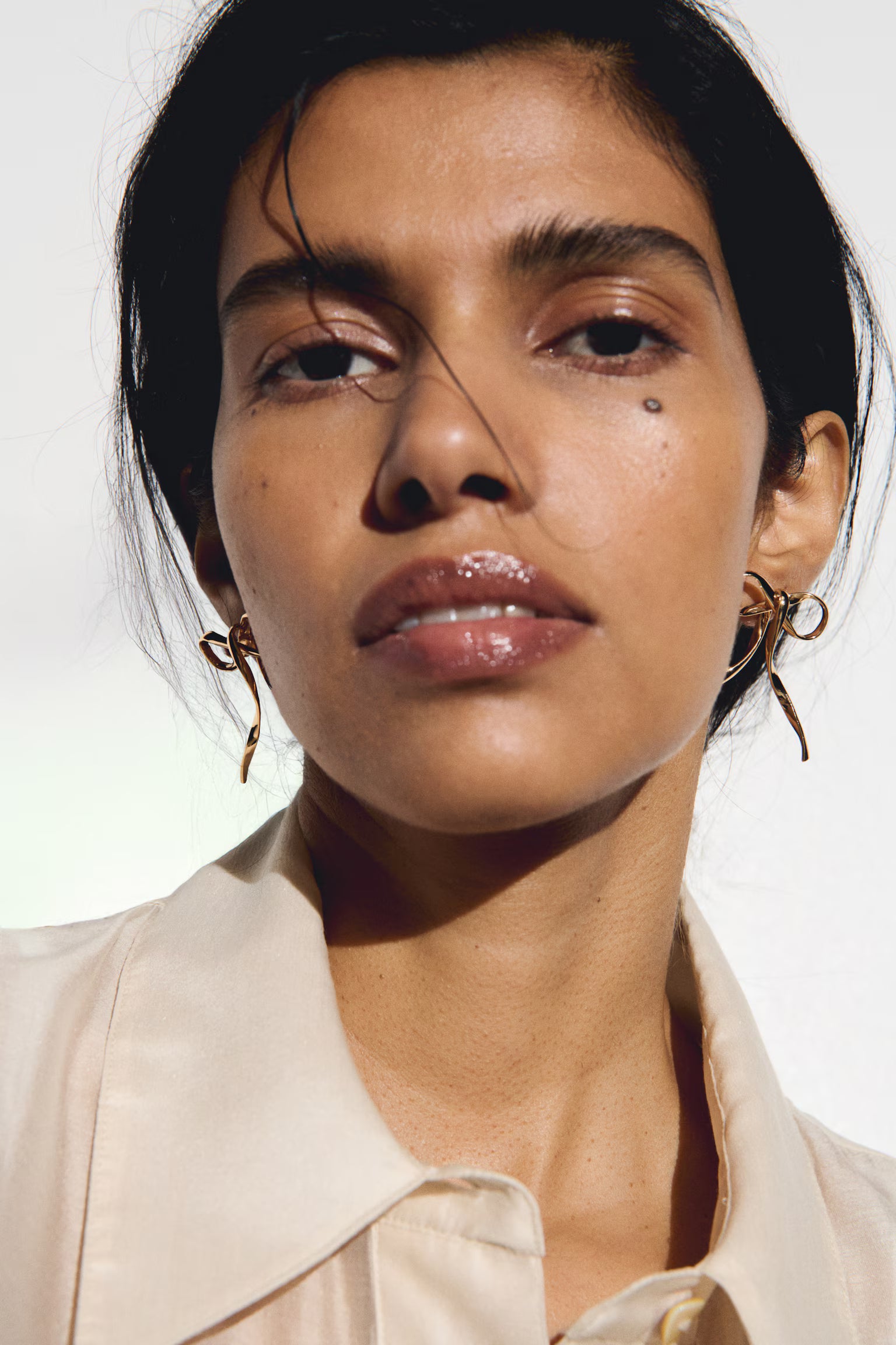 Statement Jewellery Gold Bow Drop Earrings